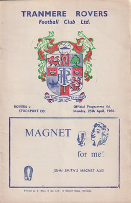 Tranmere Rovers v Stockport County Match Programme 1966-04-25